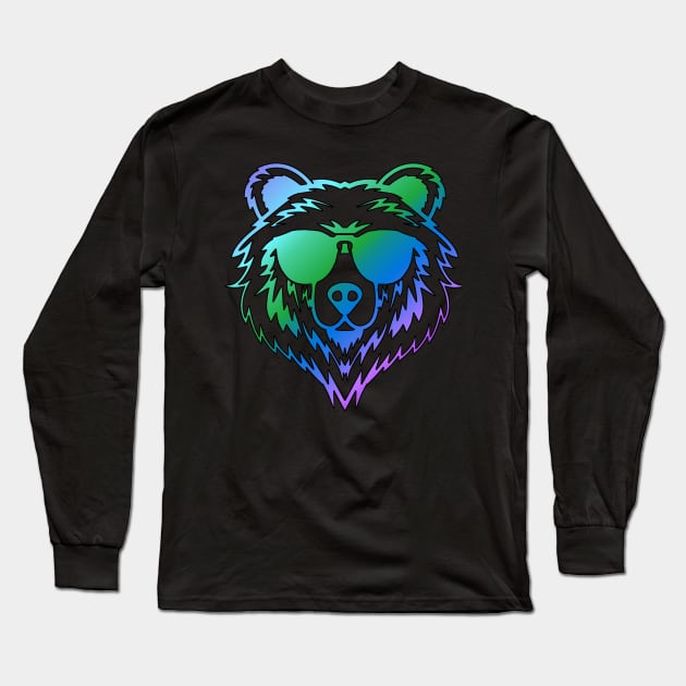 Prism Bear Cool Colors Long Sleeve T-Shirt by Hilary's Flower House